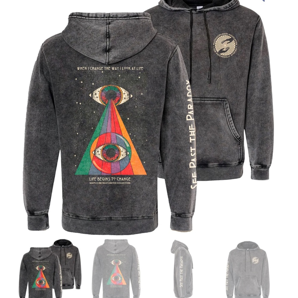 Gray MAPS Psychedelic Hoodie